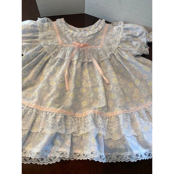 Vintage Pink Blue Yellow Lacey Girls Dress Size 24 Months - Picture 5 of 10